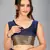 Navy blue woven silk saree with blouse