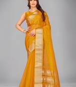 Mustard woven silk saree with blouse