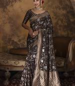 Coffee woven cotton saree with blouse