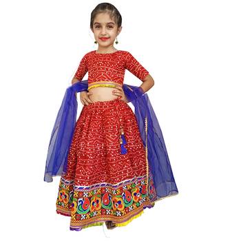 Aglare Beautiful cotton  lehenga choli,navratri collaction for small girls.red 1