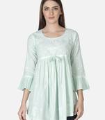 Hand Embroidered Light Pista Green Cotton Lucknowi Chikankari Top