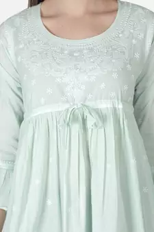 Hand Embroidered Light Pista Green Cotton Lucknowi Chikankari Top