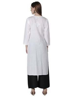 Hand Embroidered White Cotton Lucknowi Chikan Kurti 2
