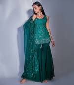 Hand Embroidered Emerald Gharara