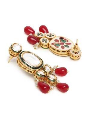 Royal Maroon Kundan Onyx Beads Choker Necklace Set 5