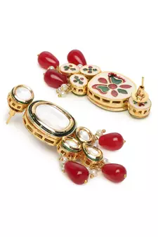 Royal Maroon Kundan Onyx Beads Choker Necklace Set