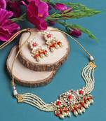  Polki Kundan Moonga Stone Designer Pearl Necklace Set