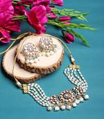  Uncut Polki Real Beads Choker Necklace Set