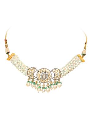  Uncut Polki Real Beads Choker Necklace Set 3