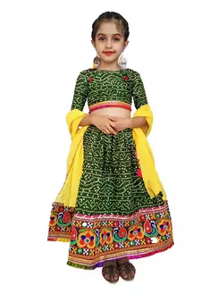 Aglare Beautiful cotton  lehenga choli,navratri collaction for small girls.Green