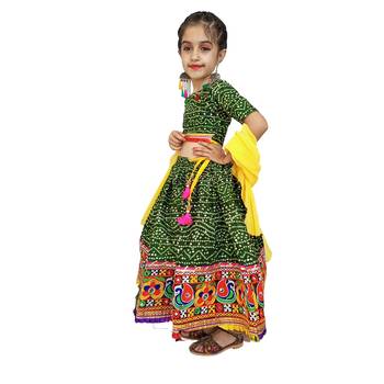 Aglare Beautiful cotton  lehenga choli,navratri collaction for small girls.Green 4