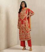 Red Printed Kurta With Pants And Dupatta