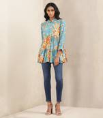 Turquiose Floral Print Kurti