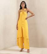 Yellow Satin Kurta With Pant