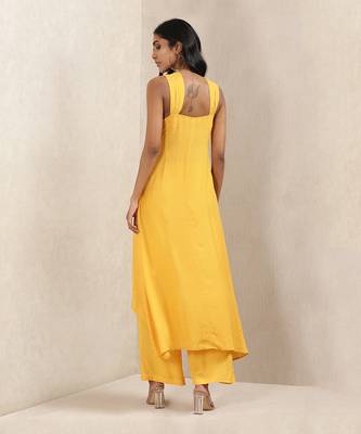 Yellow Satin Kurta With Pant 3