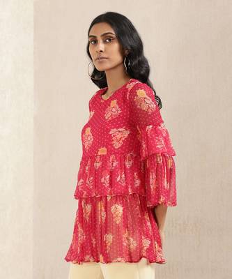 Pink Floral Print Kurti 2