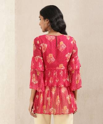 Pink Floral Print Kurti 3