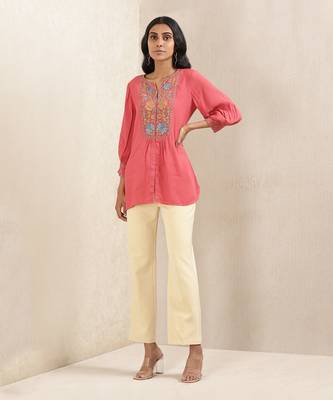 Red Embroidered Kurti 1