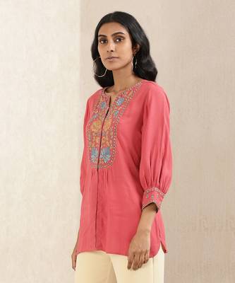 Red Embroidered Kurti 2