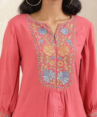 Red Embroidered Kurti 5