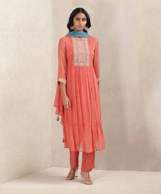 Coral Embroidered Suit Set 1