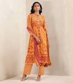 Orange Printed Suit Set by RITU KUMAR