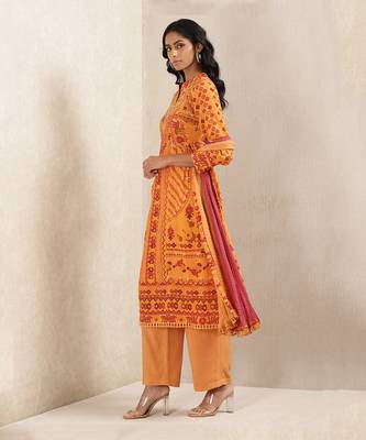 Orange Printed Suit Set by RITU KUMAR 2