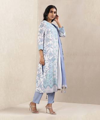 Blue Printed Kurta With Pant And Dupatta 4