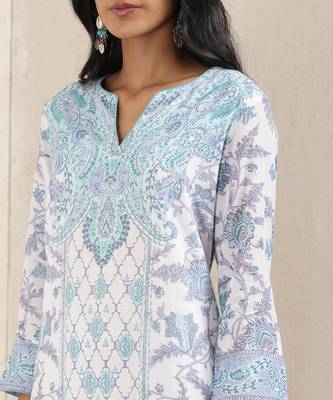 Blue Printed Kurta With Pant And Dupatta 5