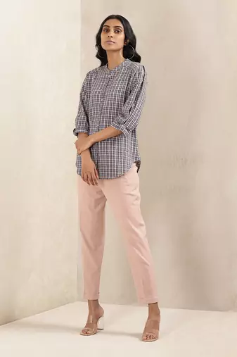 Blue Check Cotton Kurti