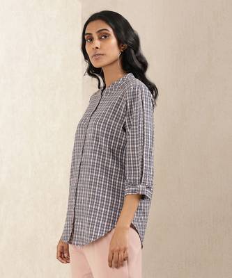 Blue Check Cotton Kurti 2
