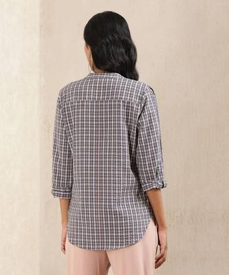 Blue Check Cotton Kurti 3