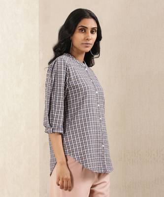 Blue Check Cotton Kurti 4