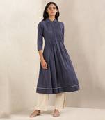 Blue Stripe Cotton Kurta