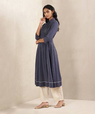 Blue Stripe Cotton Kurta 2