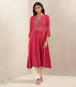 Red Embroidered Kurta