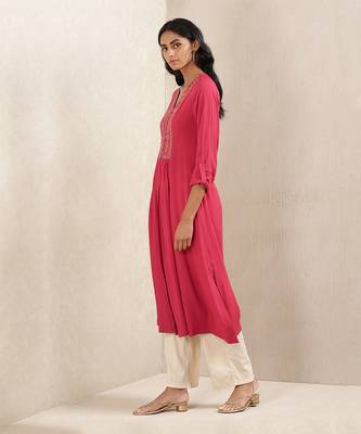 Red Embroidered Kurta 2