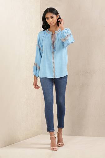 Blue Embroidered Kurti