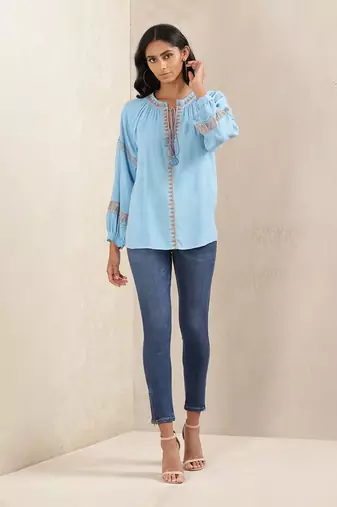 Blue Embroidered Kurti