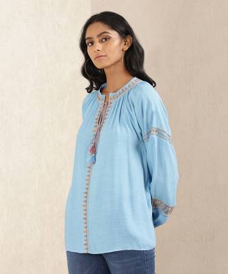 Blue Embroidered Kurti 2