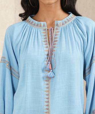 Blue Embroidered Kurti 5