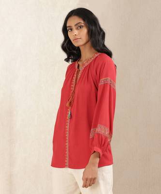 Red Embroidered Kurti 2