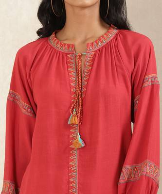 Red Embroidered Kurti 5