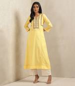 Yellow Embroidered Kurta by RITU KUMAR