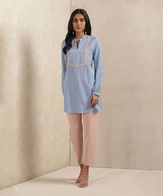 Blue Embroidered Kurti 1