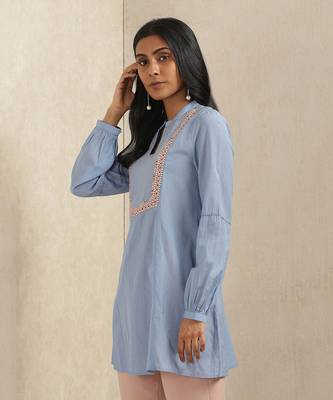 Blue Embroidered Kurti 2
