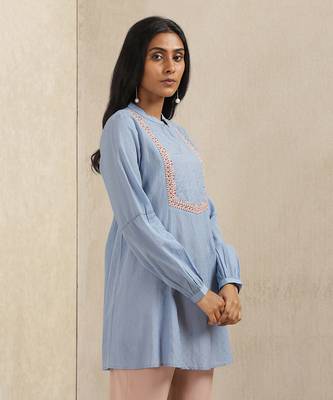 Blue Embroidered Kurti 4