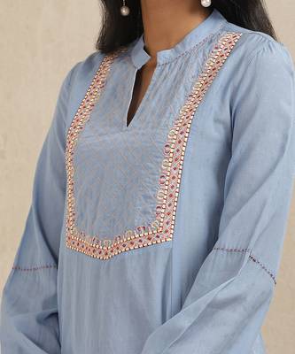 Blue Embroidered Kurti 5
