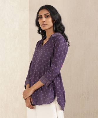Ink Blue Printed Cotton Kurti 2