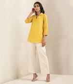 Yellow Printed Cotton Kurti